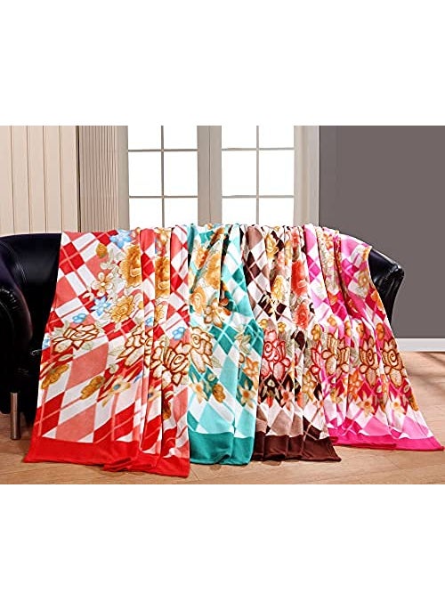 VAS COLLECTIONS All Season Miltipurpose Polar Fleece Blanket Combo Assorted Multicolour Lightweight Blanket Set of 2 60x90 inches Coffee