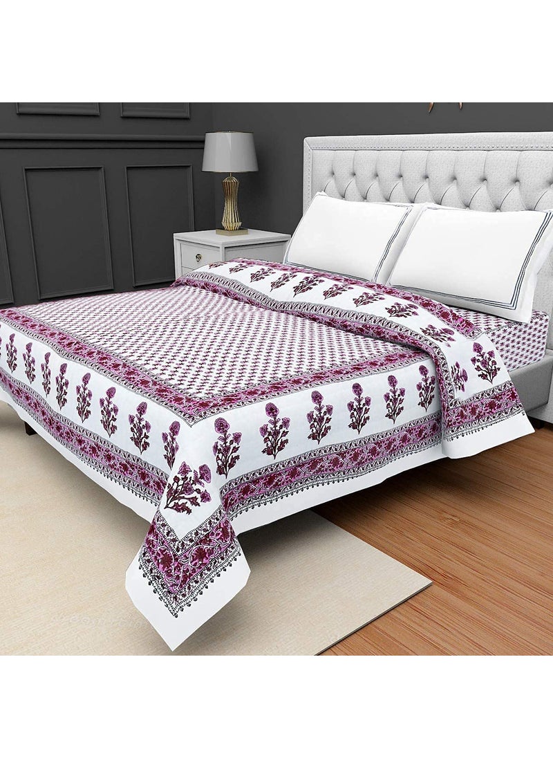 AARMOZY Cotton Soft Jaipuri Razai Traditional Print Single Bed AC Blanket Pink 85X55 INCHE