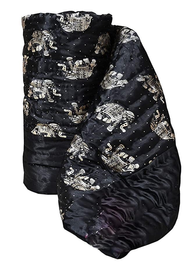 AARMOZY Cotton Soft Jaipuri Silk Razai Traditional Print Single Bed AC Blanket Black 85X55 INCHE
