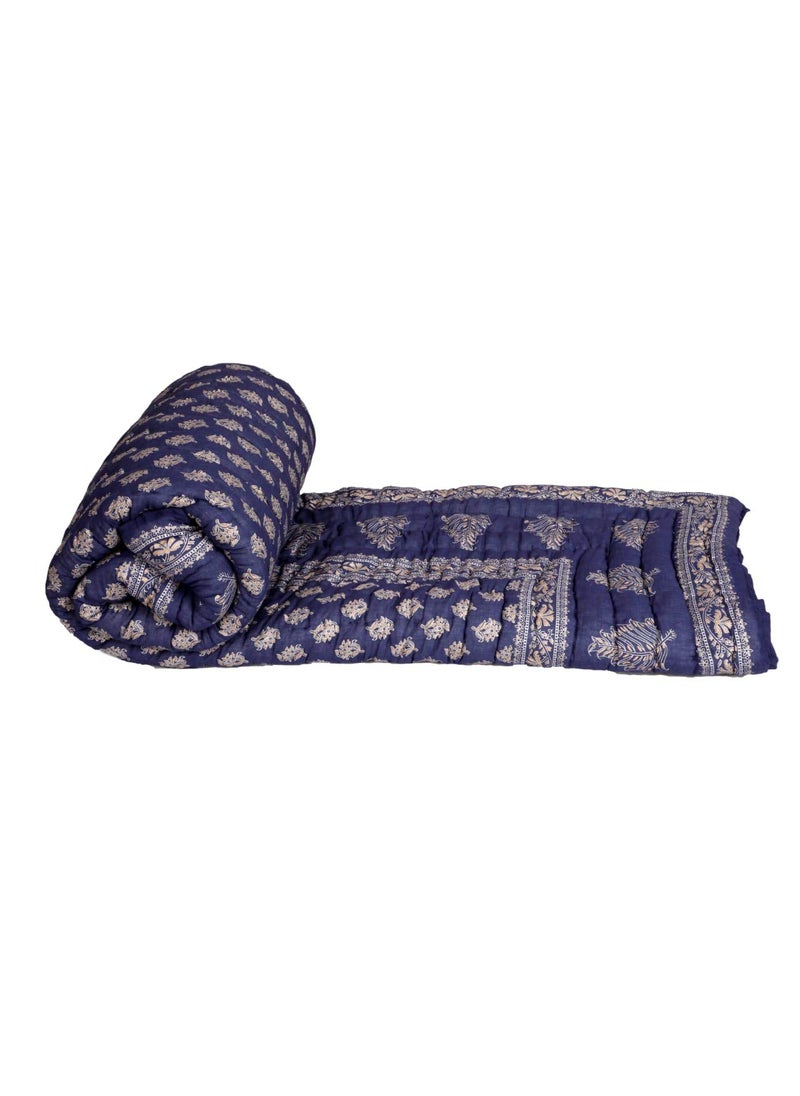THROW KING Rajasthani Traditional Hand Made Pure Cotton Soft Cosy Light Weight Single Bed Jaipuri razaiQuilt Blanket DoharComforter
