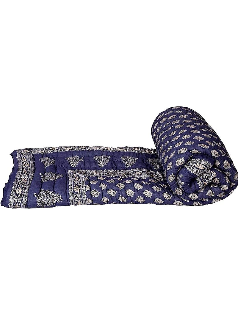 THROW KING Rajasthani Traditional Hand Made Pure Cotton Soft Cosy Light Weight Single Bed Jaipuri razaiQuilt Blanket DoharComforter