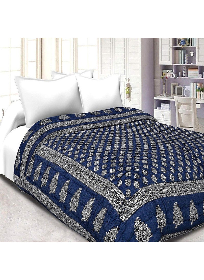 THROW KING Rajasthani Traditional Hand Made Pure Cotton Soft Cosy Light Weight Single Bed Jaipuri razaiQuilt Blanket DoharComforter