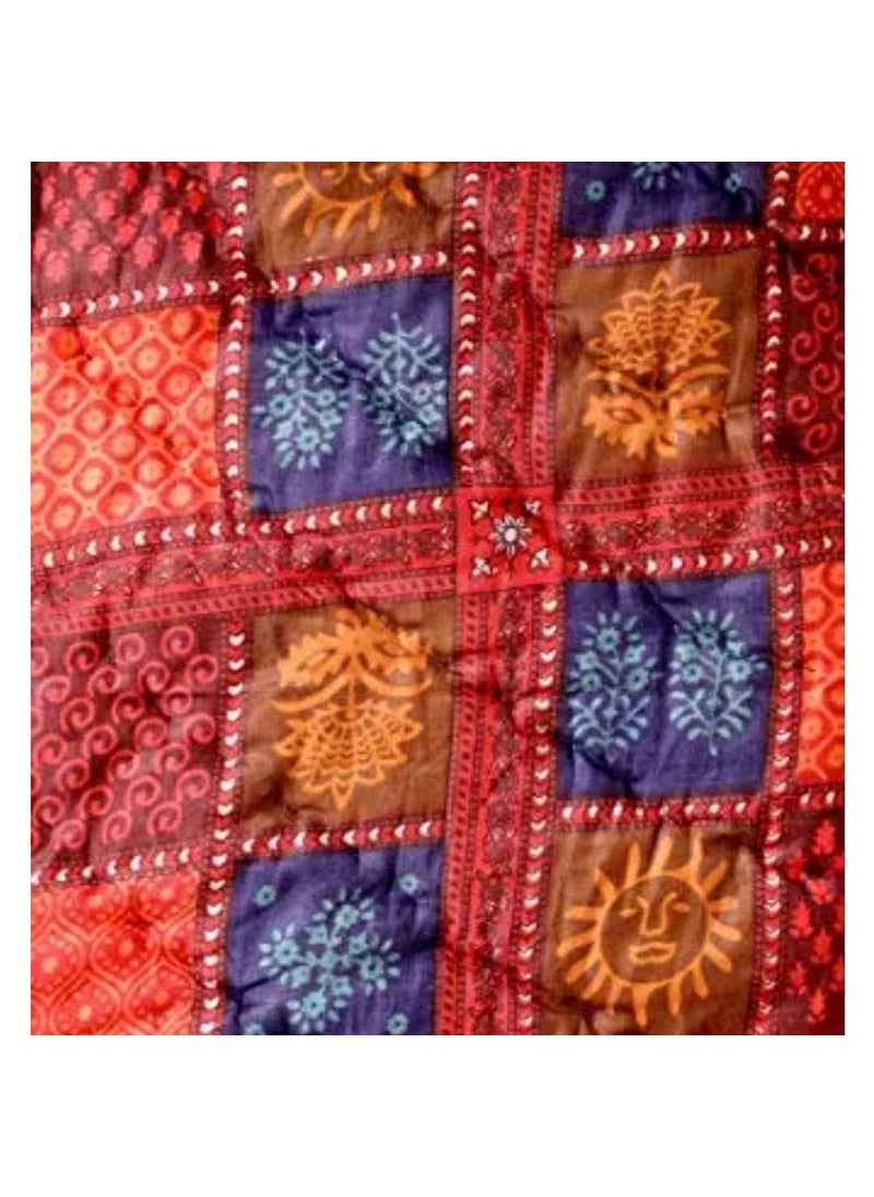 THROW KING Traditional Hand Made Sanganeri FloralDabu Desing Pure Cotton Light Weight Soft Single Bed Jaipuri razaiAc BlanketQuiltDoharThrow Multicolor