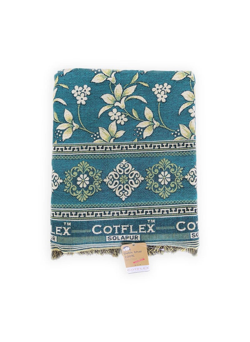 COTFLEX Original Solapur Chaddar Queen Bed Cotton Blanket Mor Pankhi