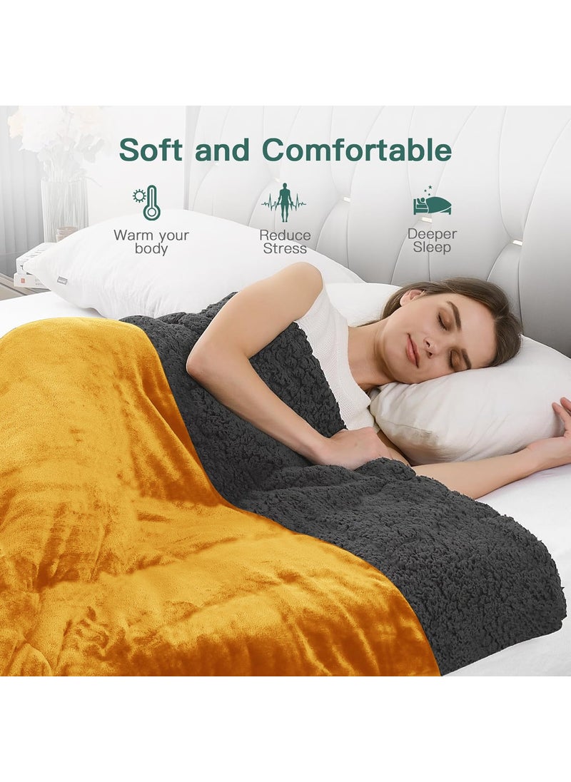 Homestan Sherpa Fleece Blanket Single Bed for Winter 220GSM Super Soft Kambal Single Bed Ideal for Mild Winters AC Blankets for Winter 60x90 inches Mustard Single TC 220