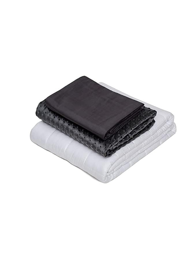Mysa Sleep 100 Cotton Weighted Blanket and Duvet Covers Hot and Cold Duvet Cover Set 3 Pieces White 56 x 80 15 lbs Weighted Insert Grey Minky Duvet Cover Grey Cotton Duvet Cover