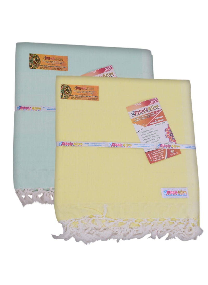 NIC Bhagalpuri Handloom GreenLemon Cotton ChadarAll Season Chadar for Sleeping AC Blanket for Summer