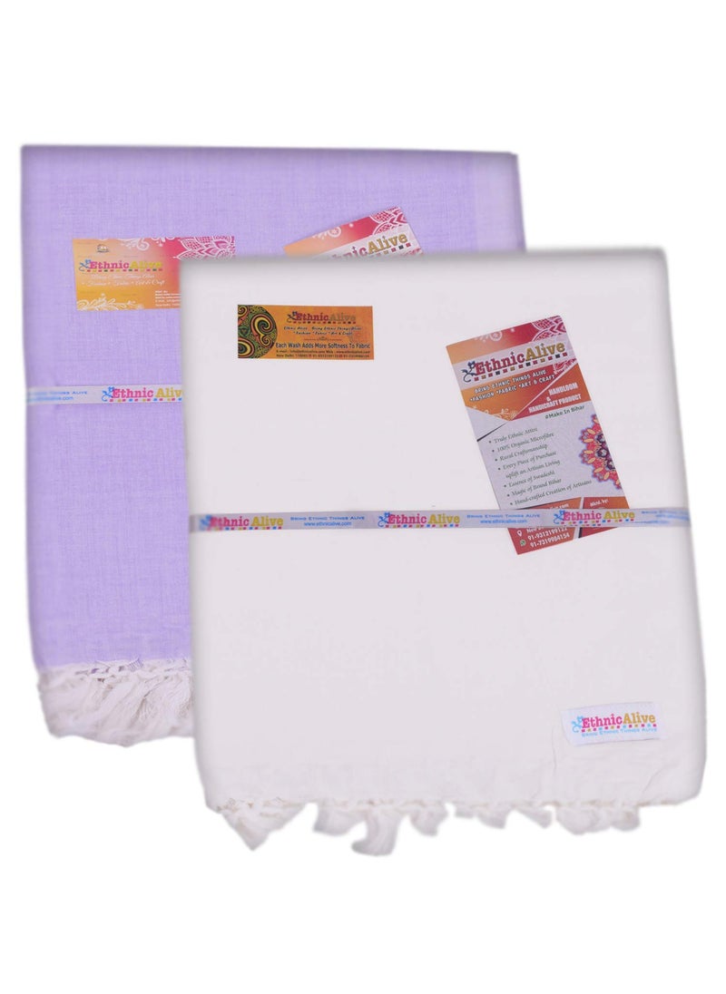 NIC Bhagalpuri Handloom Purplke and Steel Summer All Season Chadar for Sleeping AC Blanket for Summer Combo Pack