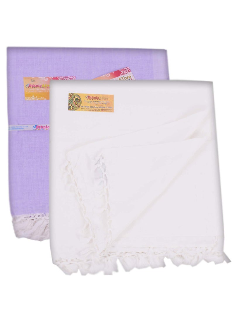 NIC Bhagalpuri Handloom Purplke and Steel Summer All Season Chadar for Sleeping AC Blanket for Summer Combo Pack