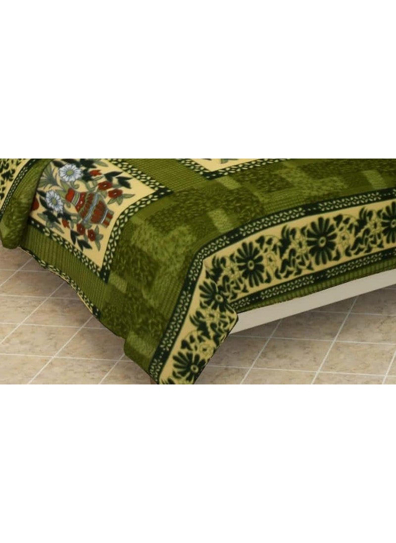 Prozone Warm Bedsheets For Winter Double Bed With 2 Pillow Covers 190 TC Woolen Bedsheets AC Blankets Bedsheets King Size90X100 InchesGreen