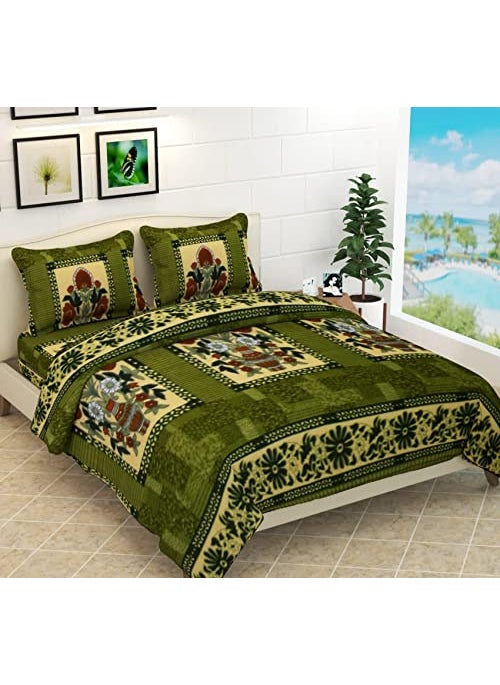 Prozone Warm Bedsheets For Winter Double Bed With 2 Pillow Covers 190 TC Woolen Bedsheets AC Blankets Bedsheets King Size90X100 InchesGreen