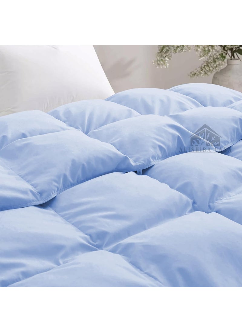 ALISHIBA CASA Super Soft Fluffy Microfiber 600 GSM Winter Comforter King Size 90X106 Heavy Winter BlanketComforterDuvetRajai King Size Sky Blue Color