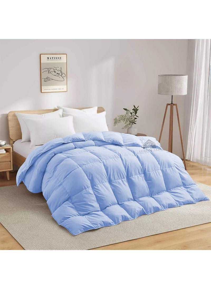ALISHIBA CASA Super Soft Fluffy Microfiber 600 GSM Winter Comforter King Size 90X106 Heavy Winter BlanketComforterDuvetRajai King Size Sky Blue Color
