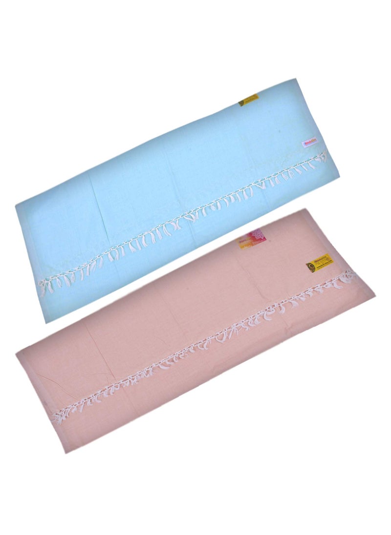 NIC Bhagalpuri Handloom Organic Blue Peach Combo PackAll Season Chadar for Sleeping AC Blanket for Summer