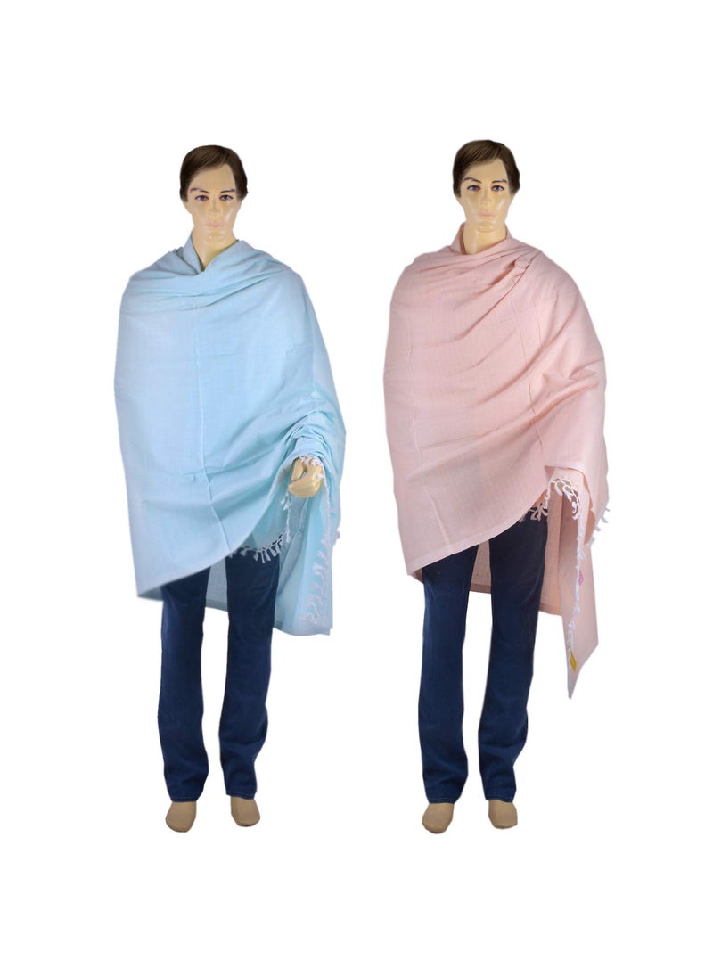 NIC Bhagalpuri Handloom Organic Blue Peach Combo PackAll Season Chadar for Sleeping AC Blanket for Summer