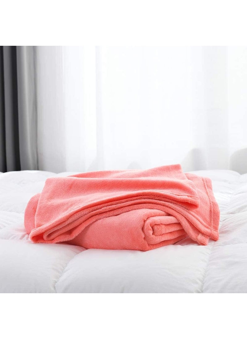Nivasam Plush Flannel Blanket 300 GSM Lightweight Cozy Ultra Soft Premium Luxury Throw for Bed Sofa Couch Travel Camping Coral Double