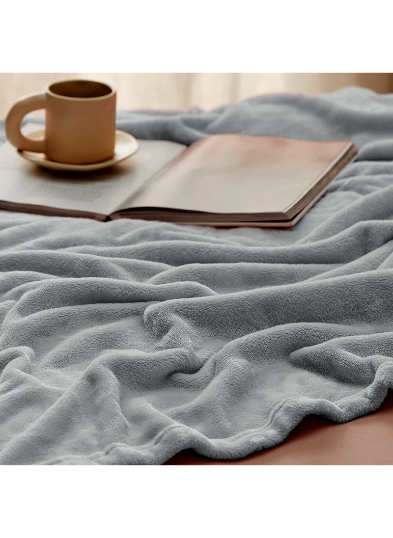 VAS COLLECTIONS Polyester Premium Plush Summer Single Bed DoharAc Blanket 200 GSM Reversible Lightweight Cozy Soft for Bed Sofa Couch Travel Camping 225X150 Cm Grey Solid