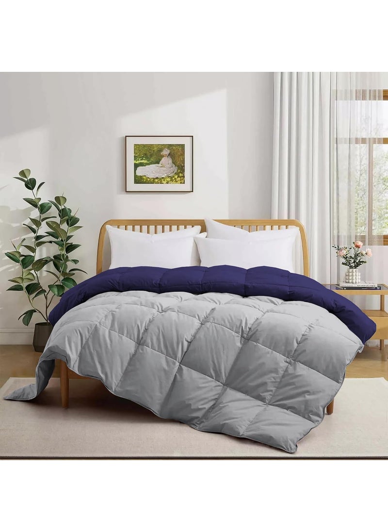 500 GSM Winter BlanketComforter King Size 92X106 Unique Design Heavy Winter Comforter 500 GSM Microfiber Fill Rajai King Size Navy BlueSilver Grey Color