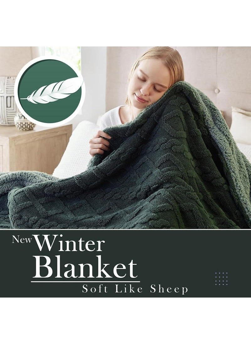 VAS COLLECTIONS Flannel with Sherpa Luxurious Super Soft Fluffy Cozy Fuzzy Warm Reversible Double Bed Blanket for Heavy Winter 500GSM BlanketQuilt Rajaai Bottle Green 230 x 220 Cm 3kg