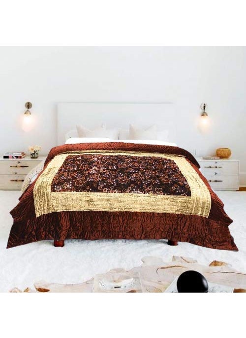 Fortune Creation Exclusive Double bed jaipuri Velvet Rajai Rajesthani velevt razai cotton Velvet blanket for heavy winter heavy winter pure cotton quilts cotton feeling vetvet quilt Jaipuri Printed Style Floral Velvet Blanket kambhal