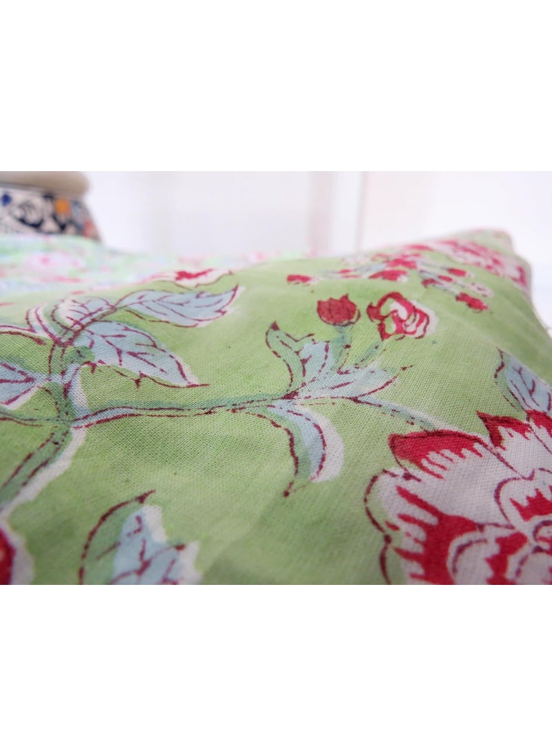 Ekaha1 Cotton Reversible AC Blanket Floral Jaipuri Quilt Soft Sleeping Cooling ComforterBreathable Summer Blanket Green