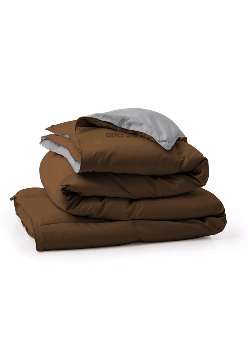 500 GSM Winter BlanketComforter Double Bed Size 90X100 Unique Design Heavy Winter Comforter 500 GSM Microfiber Fill Rajai Double Bed Chocolate BrownSilver Grey Color