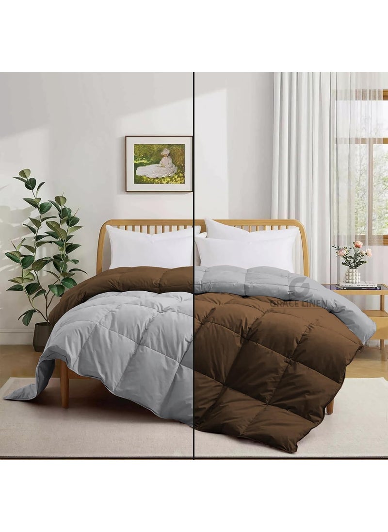 500 GSM Winter BlanketComforter Double Bed Size 90X100 Unique Design Heavy Winter Comforter 500 GSM Microfiber Fill Rajai Double Bed Chocolate BrownSilver Grey Color