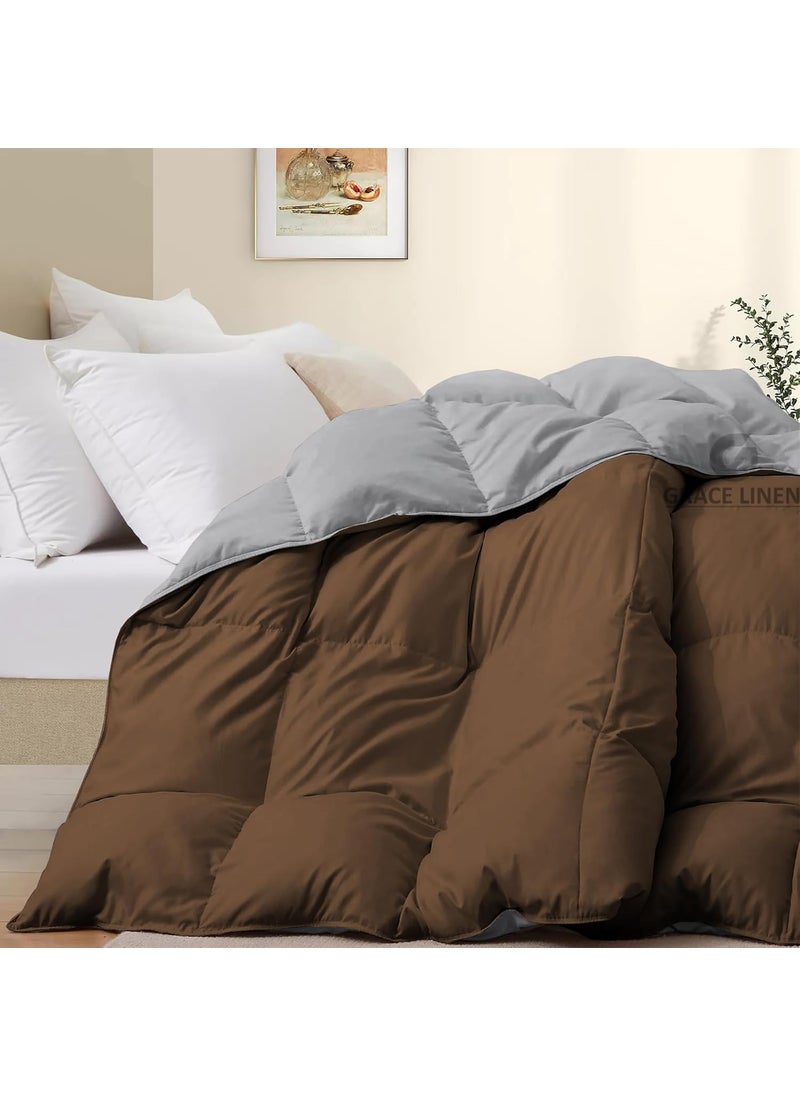 500 GSM Winter BlanketComforter Double Bed Size 90X100 Unique Design Heavy Winter Comforter 500 GSM Microfiber Fill Rajai Double Bed Chocolate BrownSilver Grey Color