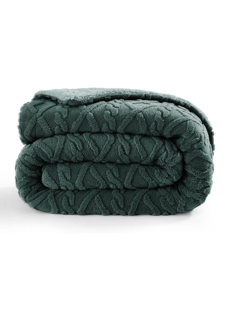 VAS COLLECTIONS Flannel with Sherpa Luxurious Super Soft Fluffy Cozy Fuzzy Warm Reversible Single Bed Blanket for Heavy Winter 500GSM BlanketQuilt Rajaai Bottle Green 220 x 150 Cm 2kg