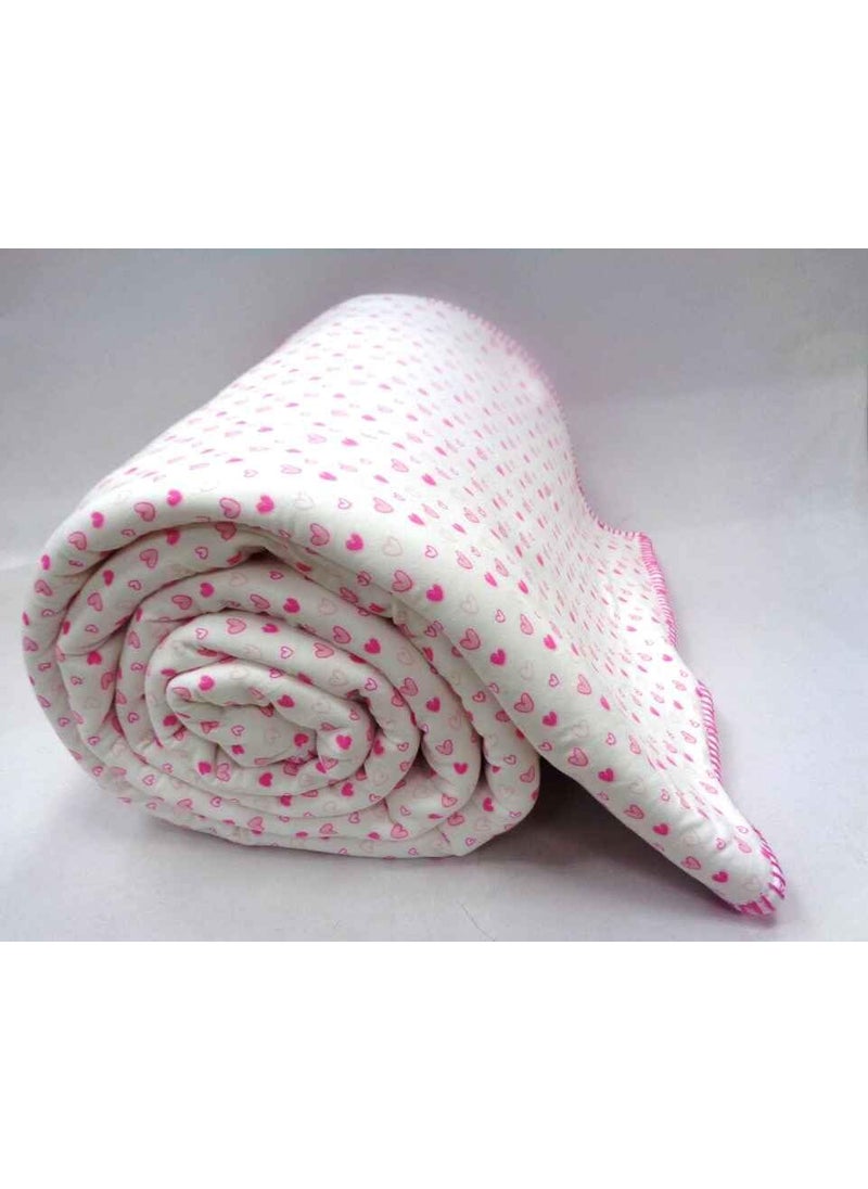 EcruE Pink Heart Knitted Throw Blanket 60x90 Soft Cotton Jersey Front Plush White Back Cozy and Warm Perfect for Bed Sofa or Picnic Machine Washable Valentines Day Gift
