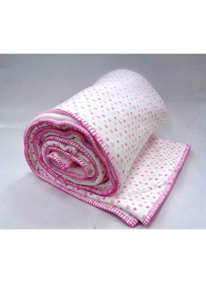 EcruE Pink Heart Knitted Throw Blanket 60x90 Soft Cotton Jersey Front Plush White Back Cozy and Warm Perfect for Bed Sofa or Picnic Machine Washable Valentines Day Gift