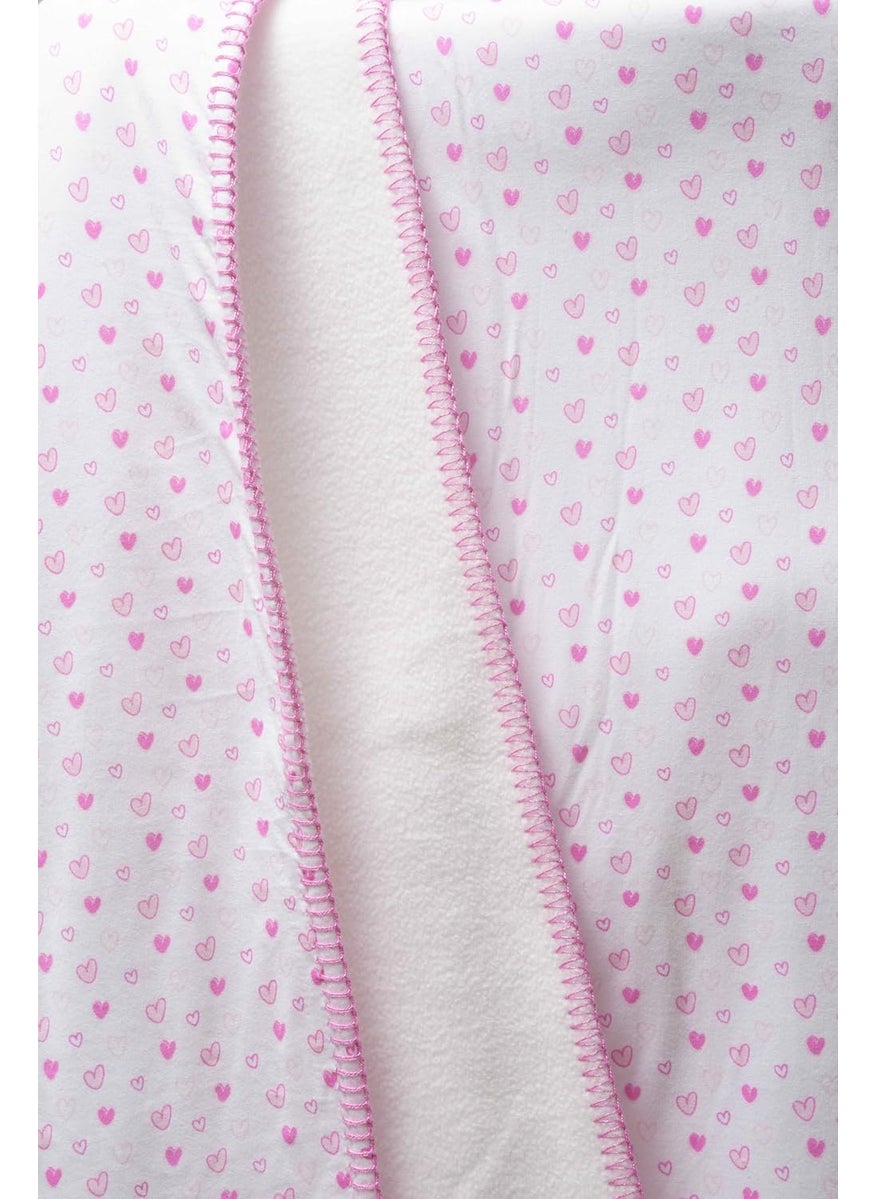 EcruE Pink Heart Knitted Throw Blanket 60x90 Soft Cotton Jersey Front Plush White Back Cozy and Warm Perfect for Bed Sofa or Picnic Machine Washable Valentines Day Gift