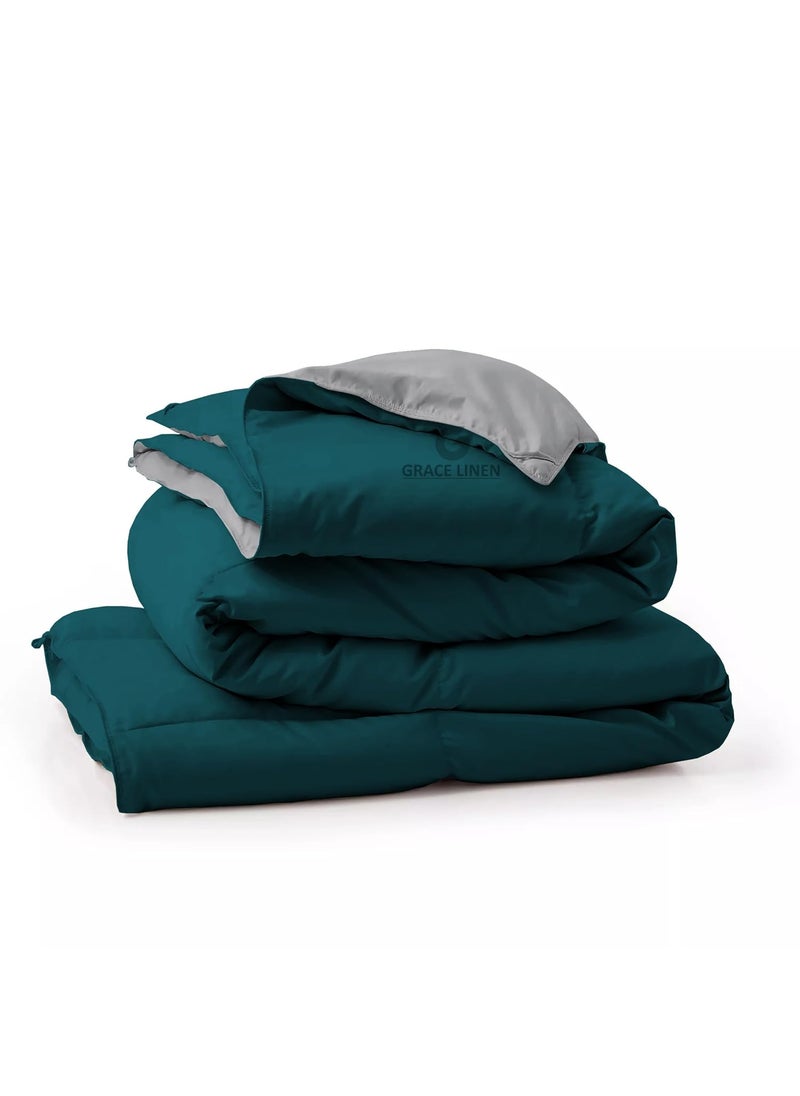 500 GSM Winter BlanketComforter King Size 92X106 Unique Design Heavy Winter Comforter 500 GSM Microfiber Fill Rajai King Size TealSilver Grey Color