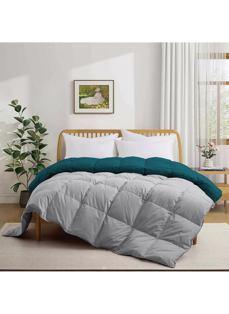 500 GSM Winter BlanketComforter King Size 92X106 Unique Design Heavy Winter Comforter 500 GSM Microfiber Fill Rajai King Size TealSilver Grey Color