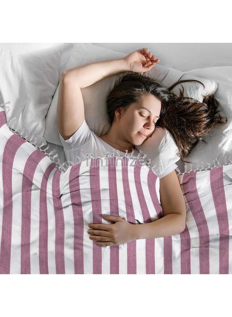 iinfinize Bedroom Blanket Single Bed for All Season Topsheet Bhagalpur Blanket Lightweight Pack of 2 Stylish Throw Blanket Cotton Comfortable Bedspread 50x90 Inch Red Peach