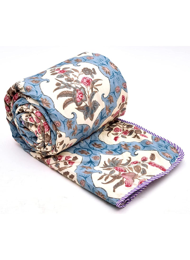 COZY FURNISH Super Soft Brushed Microfiber Cotton 2 Layer Breathable Single Dohar Lightweight Warm Bed Dohar 57X87Inches 144X220CM Microfiber Dohar Throws for Bed Blue TC 144