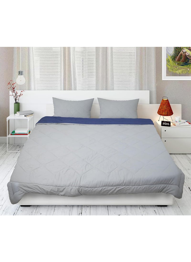 Microfiber Reversible Single Bed Size Comforter AC Blanket Summer Season Light Weight Dohar Size 60 90 inch Dual Color Navy Blue Grey