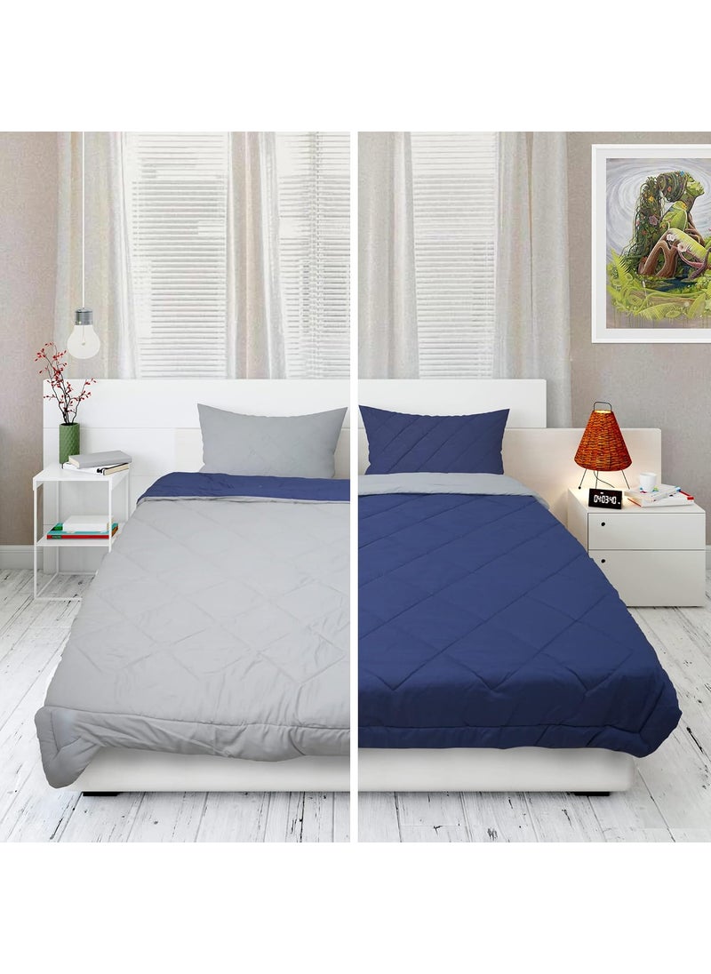 Microfiber Reversible Single Bed Size Comforter AC Blanket Summer Season Light Weight Dohar Size 60 90 inch Dual Color Navy Blue Grey