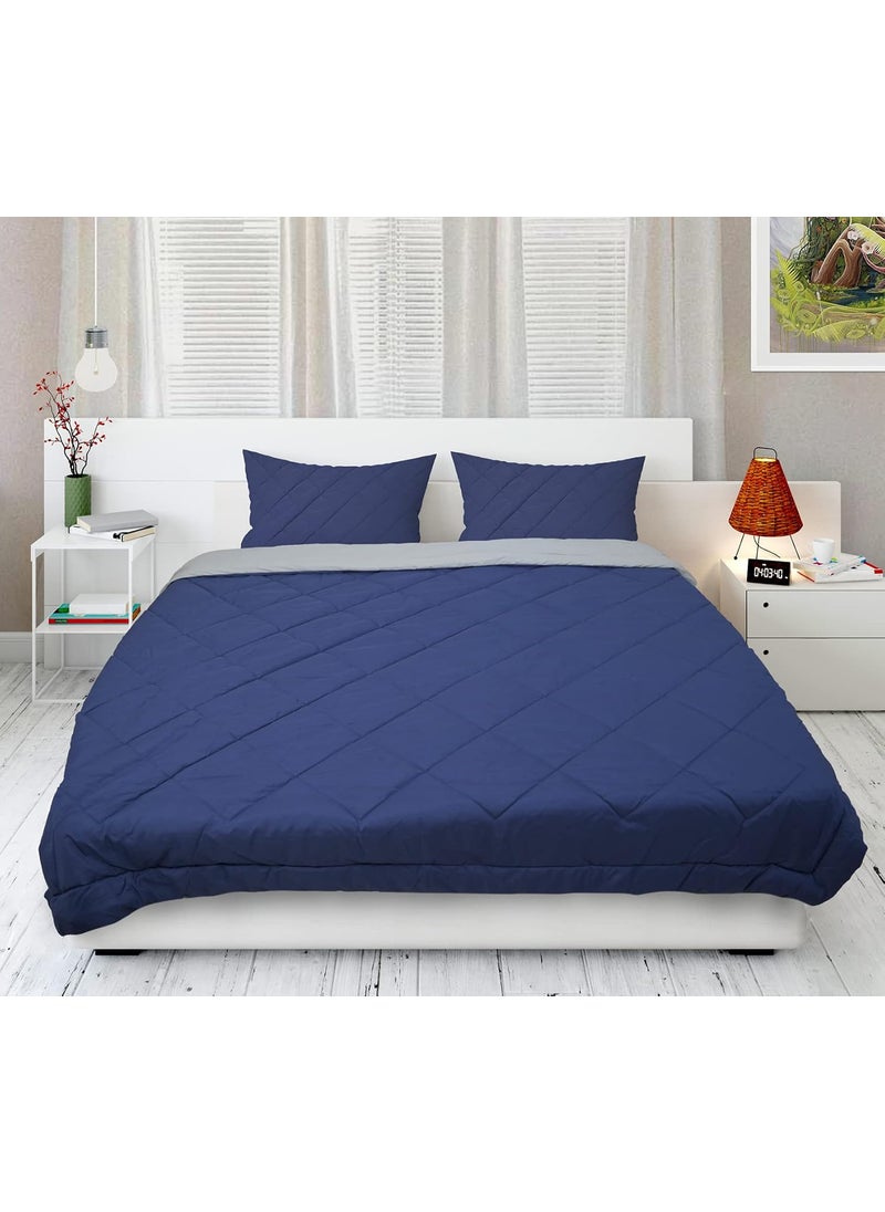 Microfiber Reversible Single Bed Size Comforter AC Blanket Summer Season Light Weight Dohar Size 60 90 inch Dual Color Navy Blue Grey