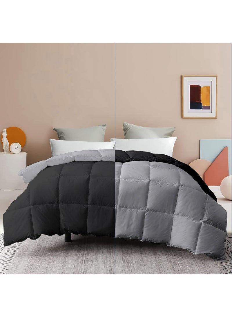 Grace Linen Blanket for Winter Double Size Microfiber 300 GSM Comforter for Winter Blanket Soft Luxury Design DuvetBlanket Double Bed 90X100 BlackSilver Grey Color