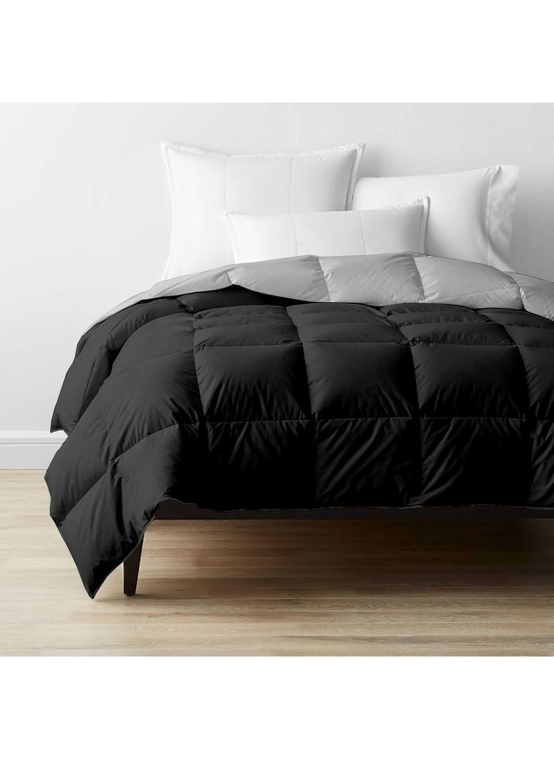 Grace Linen Blanket for Winter Double Size Microfiber 300 GSM Comforter for Winter Blanket Soft Luxury Design DuvetBlanket Double Bed 90X100 BlackSilver Grey Color