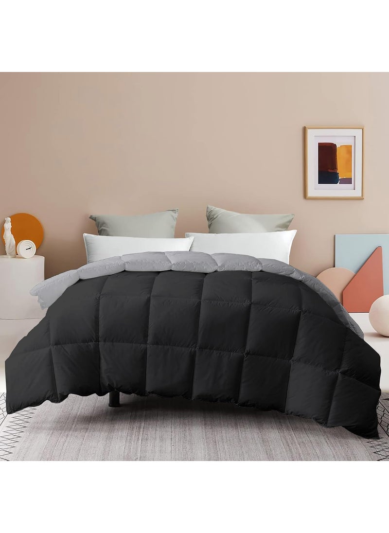Grace Linen Blanket for Winter Double Size Microfiber 300 GSM Comforter for Winter Blanket Soft Luxury Design DuvetBlanket Double Bed 90X100 BlackSilver Grey Color