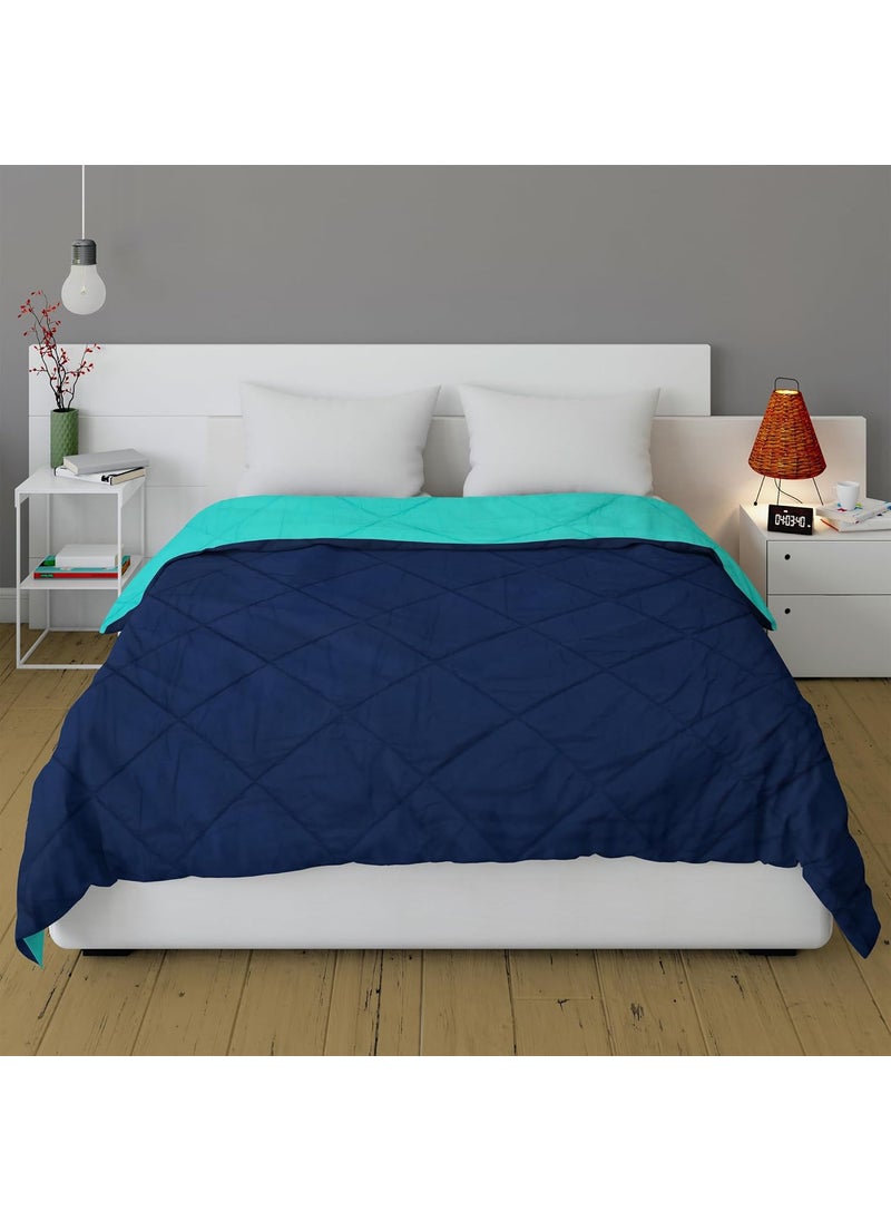 FILLTEX Reversable Comforters Blankets for AC Rooms All Seaons Quilted Blankets Double Bed Size Color Dark Blue