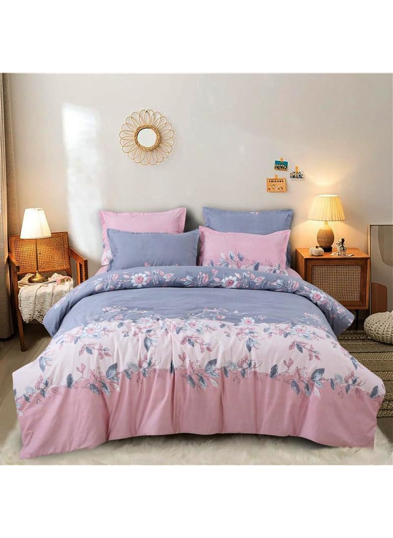 MUKESH HANDICRAFTS Polycotton Polyester Polyfill 120 GSM Reversible Double Bed Comforter Blanket Queen 90x100 inch Pink Blue