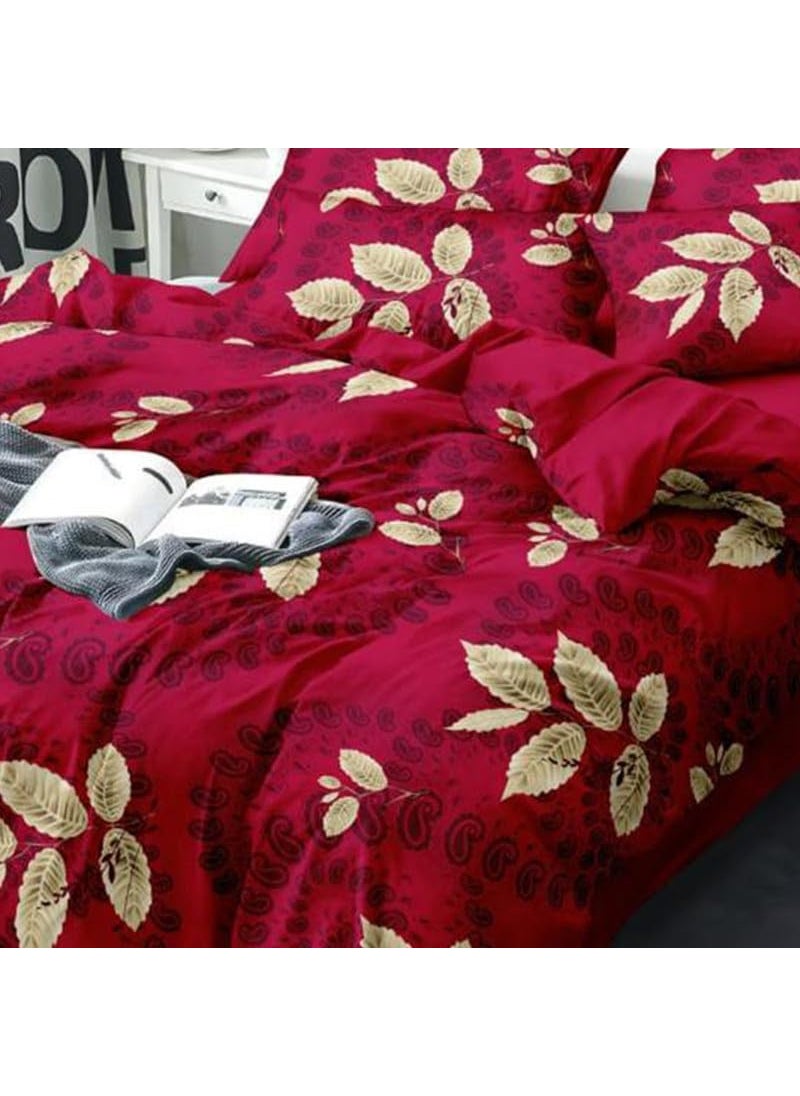 MUKESH HANDICRAFTS Polycotton Polyester Polyfill 120 GSM Reversible Double Bed Comforter Blanket Queen 90x100 inch Red Golden