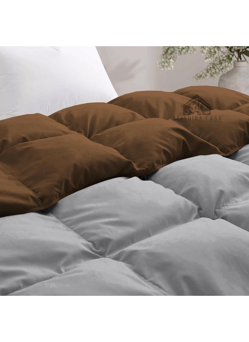 ALISHIBA CASA Super Soft Fluffy Microfiber 600 GSM Comforter Single Size 60X90 Heavy Winter BlanketComforterDuvetRajai Single Size Chocolate BrownSilver Grey Color