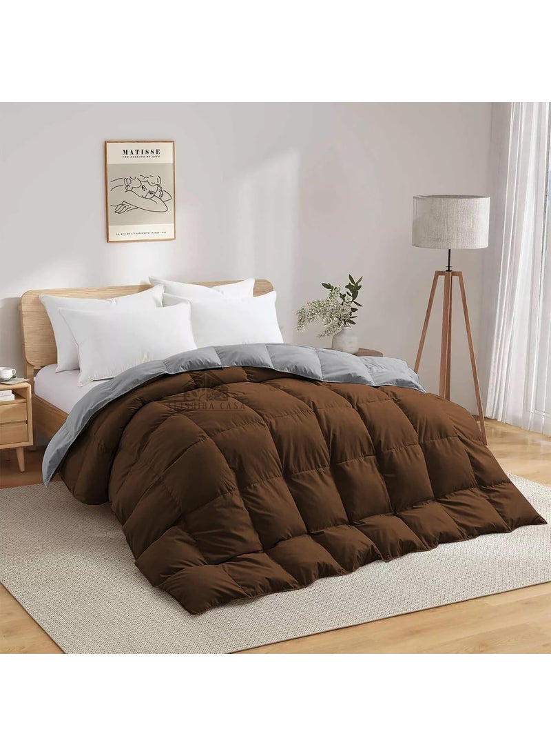 ALISHIBA CASA Super Soft Fluffy Microfiber 600 GSM Comforter Single Size 60X90 Heavy Winter BlanketComforterDuvetRajai Single Size Chocolate BrownSilver Grey Color