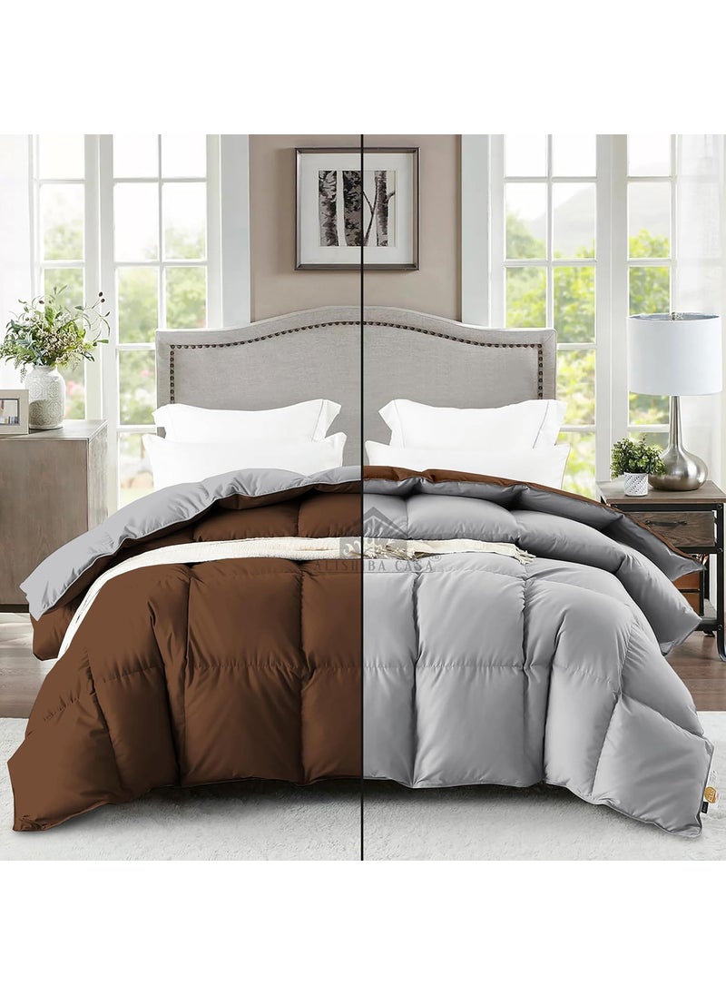 ALISHIBA CASA Super Soft Fluffy Microfiber 600 GSM Comforter Single Size 60X90 Heavy Winter BlanketComforterDuvetRajai Single Size Chocolate BrownSilver Grey Color