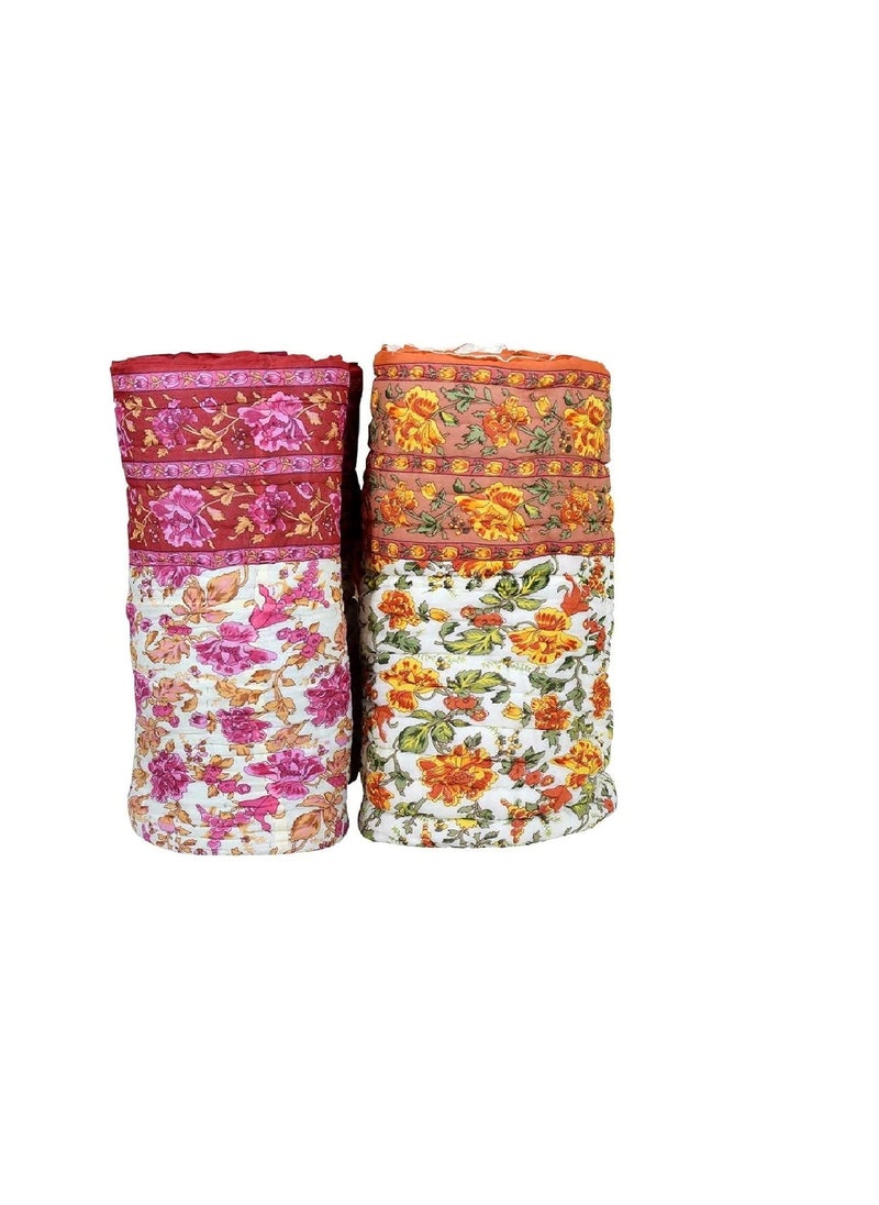 SIBLEY Cotton Soft Jaipuri Razai Traditional Elephant Print Double Bed Winter Heavy Ac Blanket PinkBeige