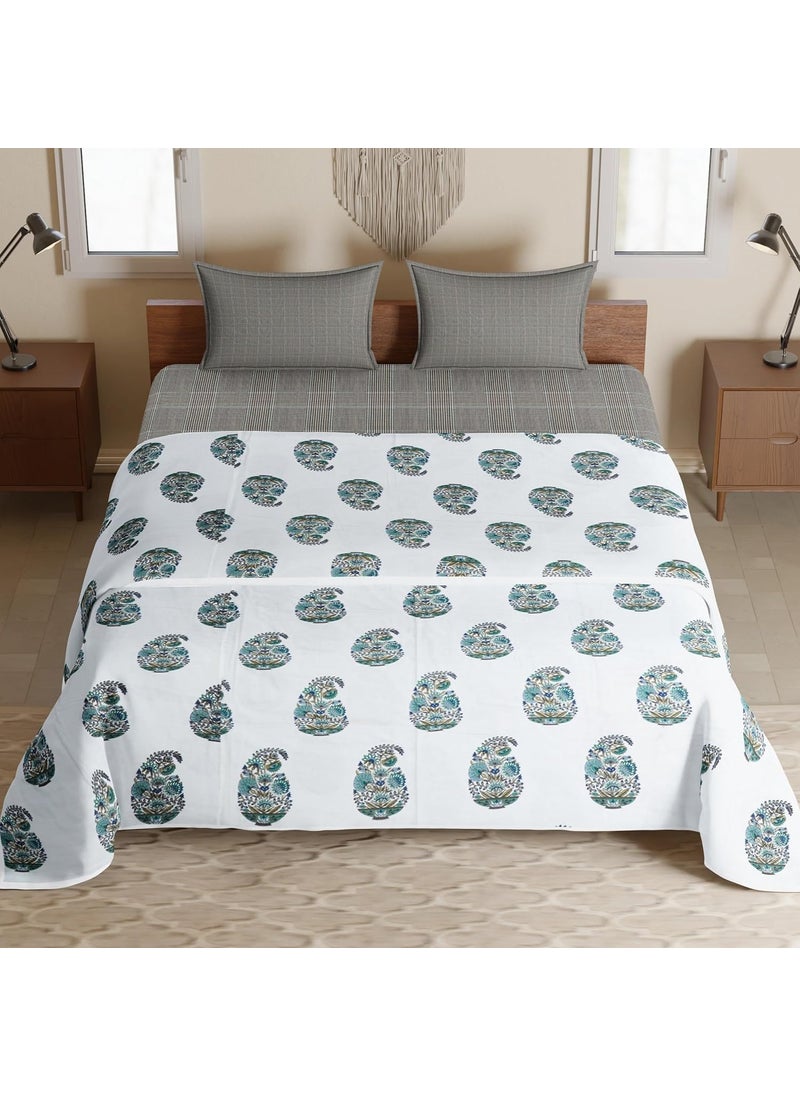 Touch Of Home 100 Cotton King Size Dohar Comforter for Double Bed 1 Cotton Dohar 84 X 90 Inches Hand Block Printed Blue